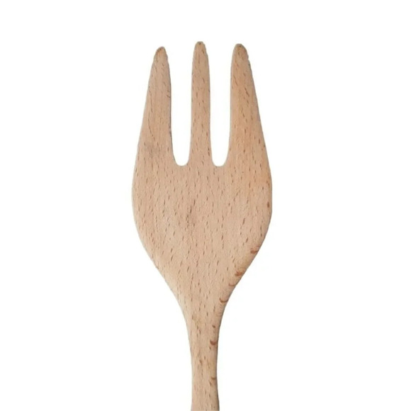 Vintage Wood  Salad Serving Utensil Set, Fork/Spoon - Picture 5 of 9